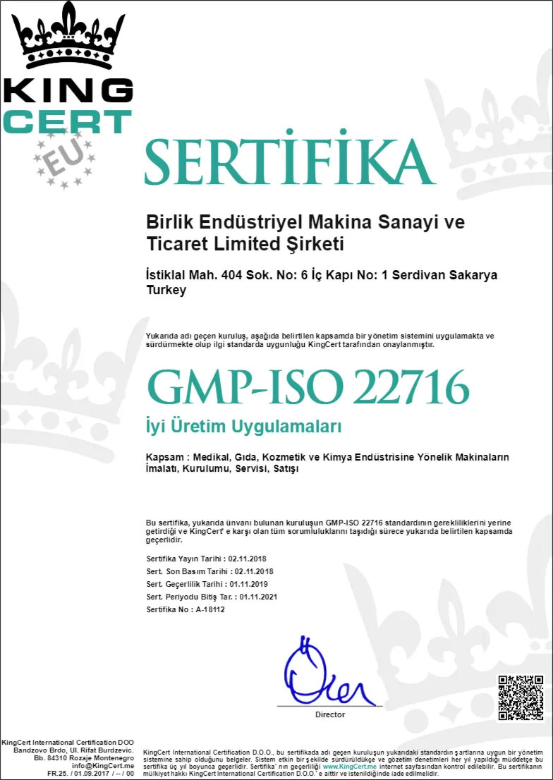 GMP-ISO 22716 — İyi Üretim Uygulamaları